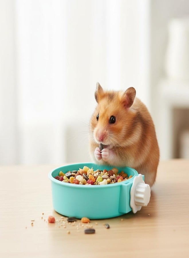 PET FUN وعاء بلاستيكي للحيوانات الأليفة من بيت فن | وعاء متين للطعام والماء للهامستر والأرانب وخنازير غينيا والطيور والحيوانات الصغيرة | طبق غير سام وسهل التنظيف يُثبت على القفص (أزرق، صغير) - Image 5